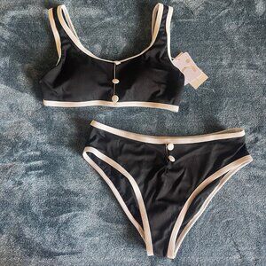 Commense Black and White Bikini Set